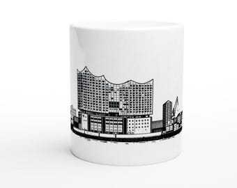 Hamburg Skyline Mok - Elbphilharmonie & Haven - Maritieme Keramische Mok - Cadeau voor Hamburg-fans