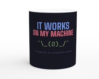 Taza "En mi máquina funciona" - Regalo divertido para desarrolladores e ingenieros de software