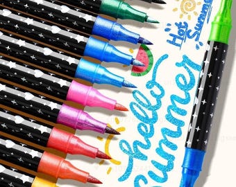 Single tip/Dual Brush Colors Metallic Paint Marker