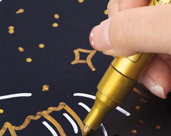 with FREE Ink Set Metallic Paint Marker Pens Gold Silver White Permanent 2mm