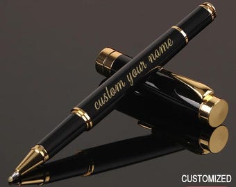Customize Gold Color Text Gel Pens Engraving