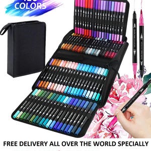 Juego de pinceles de acuarela, marcadores de doble punta para caligrafía.