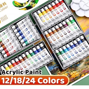 Akrylfärgsset, rika pigment, gör-det-själv-pyssel, 12/18/24 färger