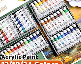 Acrylic Paint Set, Rich Pigments, DIY Craft, 12/18/24 Colors