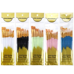 10Pcs/set Nylon Hair Artist Paint Brush Set Watercolour Acrylic Paintbrush Professional Colourful Oil Painting Brushes