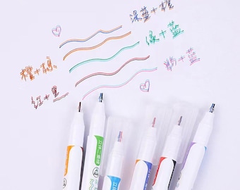 6Pcs Double Line Colorful Marker Pens