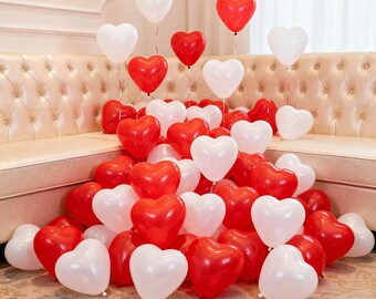 Balões de látex em formato de coração de 10 polegadas com a frase "Amor"