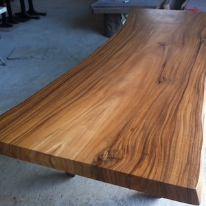 Live Edge Custom Made Dining Table Reclaimed Golden Acacia Wood Single Slab 8.5 Ft length image 3
