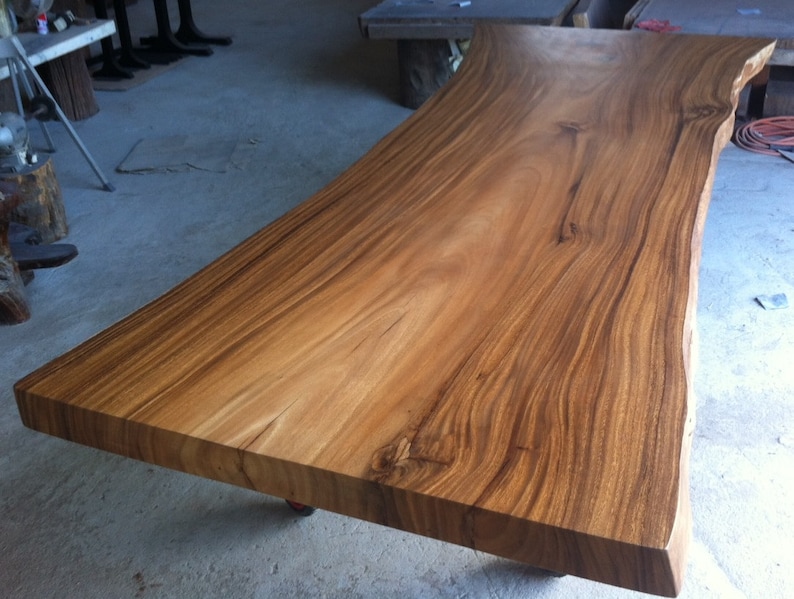 Live Edge Custom Made Dining Table Reclaimed Golden Acacia Wood Single Slab 8.5 Ft length image 3