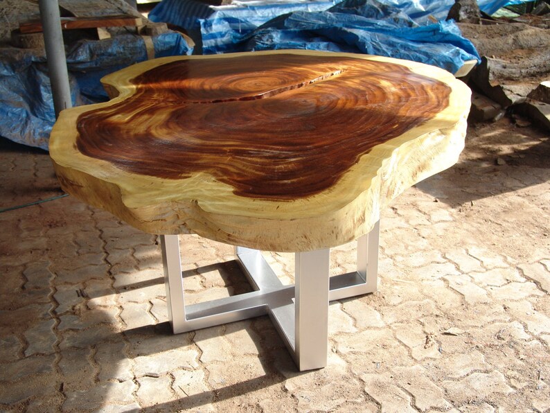 Live Edge Coffee Table Reclaimed Acacia Wood Solid Slab Etsy