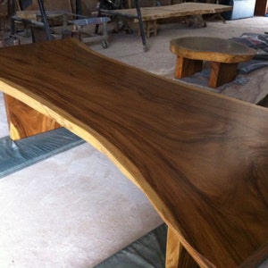 Live Edge Dining Or Conference Table Reclaimed Golden Acacia Wood Single Solid Slab Rare Size 10 1/2 ft Length image 3