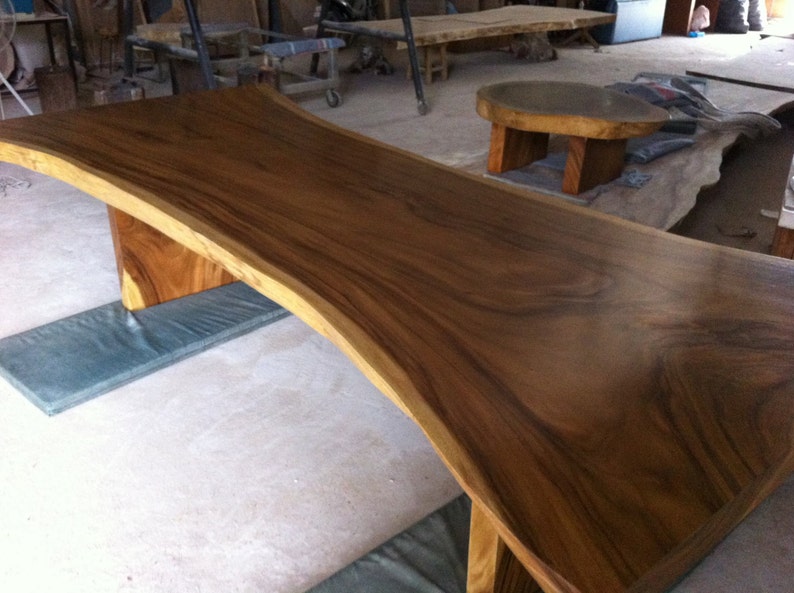 Live Edge Dining Or Conference Table Reclaimed Golden Acacia Wood Single Solid Slab Rare Size 10 1/2 ft Length image 3