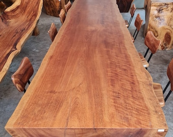 Rare 15ft Large Live Edge Shape Dining Table Or Conference Table Single Grade AAA Reclaimed Thai Acacia Wood Solid Slab Custom Made Table