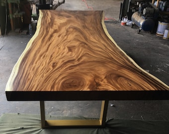 Rare Live Edge Slab Dining Table Or Conference Table 9.8ft In Length Grade AAA Reclaimed Thai Acacia Wood Solid Slab Custom Made Table