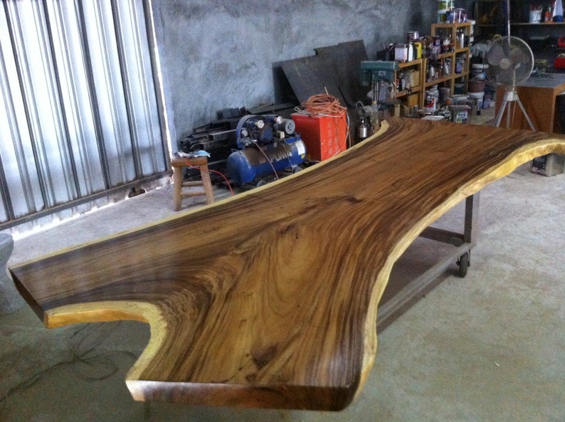 Rare Live Edge Slab Large 11ft In Length Dining Table Or Conference Table Grade AAA Reclaimed Thai GoldenAcacia Wood Solid Slab Custom Made image 3