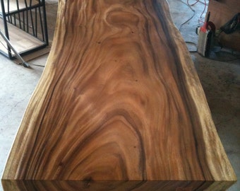 Live Edge Slab Dining Table 7.5 ft In Length Reclaimed Grade AAA Thai Acacia Wood Single Slab Custom Made Table