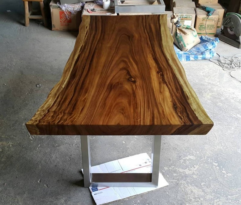 Live Edge Dining Table Reclaimed Acacia Wood Solid Slab live Etsy