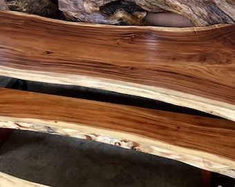 Live Edge Dining Table Or Conference Table Reclaimed Golden  Acacia Wood Solid Slab (Large Rare Size) 11.2ft Length) Custom Made