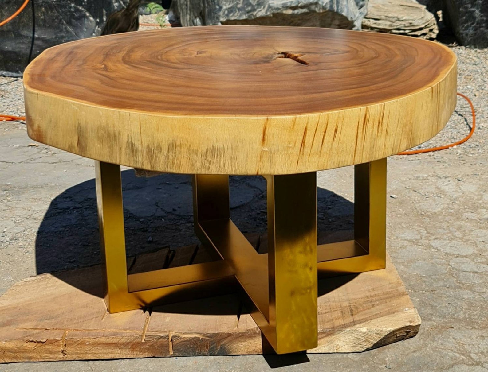Coffee Table Round Live Edge Acacia Wood Solid Slab 37.5 Etsy