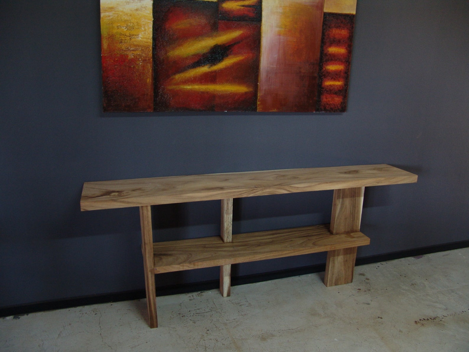 Live Edge Console Table Reclaimed Acacia Wood Solid Slab Etsy