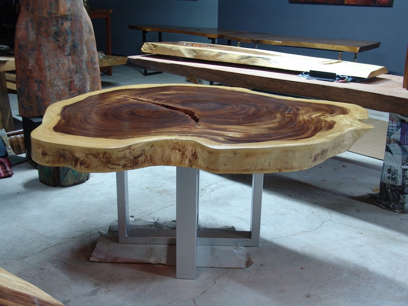 Live Edge Coffee Table Reclaimed Acacia Wood Solid Slab Etsy