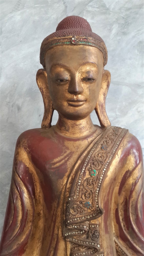 Gilt Teak Burmese Shan Buddha - Early 19th Century Gilt Teak Burmese Shan Buddha - Early 19th Century