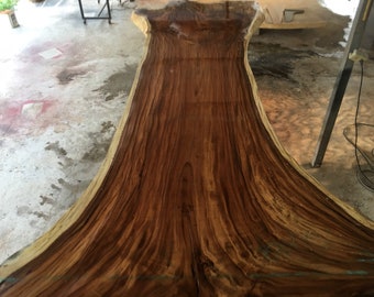 Custom Made 13ft In Length Large Rare Live Edge Dining Or Conference Table Reclaimed Grade AAA Single Slab Of Thai Golden Acacia Wood