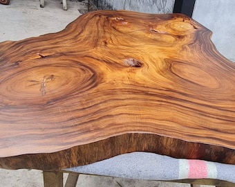 Dining/Large Coffee Table 7ft x 6ft Live Edge Slab Grade AAA Reclaimed Thai Acacia Wood Single Cross Cut Slab Table Avaiable For Purchase