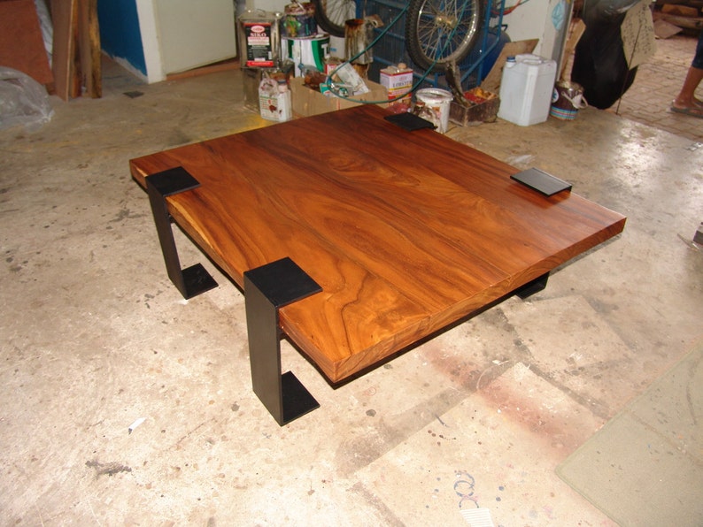 Live Edge Coffee Table Reclaimed Acacia Wood Solid Slab Etsy