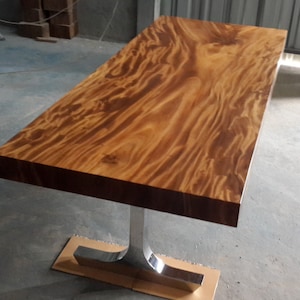 Custom Made 8.5ft In Length Straight Edge Golden Acacia Wood Single Slab Dining Table/Conference Table
