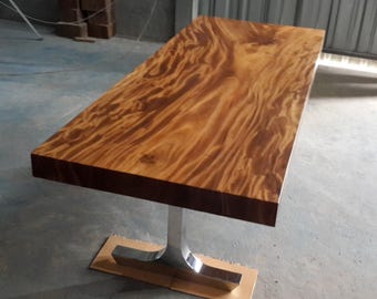 Mesa de comedor/mesa de conferencia de madera de acacia dorada de borde recto de 8,5 pies de longitud hecha a medida