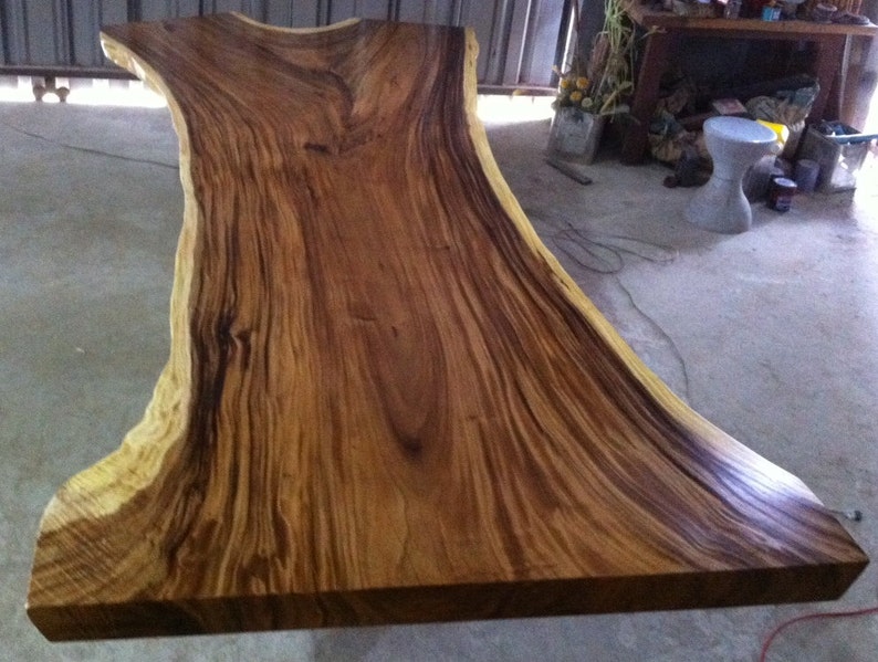 Rare Live Edge Slab Large 11ft In Length Dining Table Or Conference Table Grade AAA Reclaimed Thai GoldenAcacia Wood Solid Slab Custom Made image 1