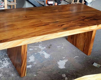 Straight Edge Table, Dining Table, Live Edge Conference Table, Acacia Wood, Wood Slab, Custom Made Live Edge Furniture 7.7 ft Length