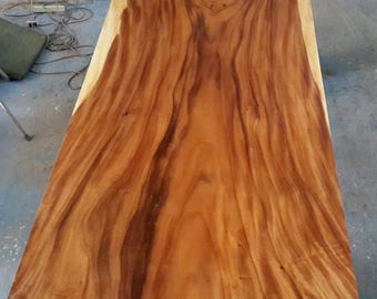 Rare Custom Made Dining Table Reclaimed Golden Acacia Wood Solid Slab (Straight Edge Shape) 9 Ft Length