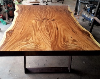 Live Edge Slab Large Conference Or Dining Table 10.5ft In Length Grade AAA Reclaimed Thai Acacia Wood Solid BookMatch Slab Custom Made Table