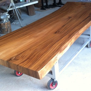 Live Edge Custom Made Dining Table Reclaimed Golden Acacia Wood Single Slab 8.5 Ft length image 4