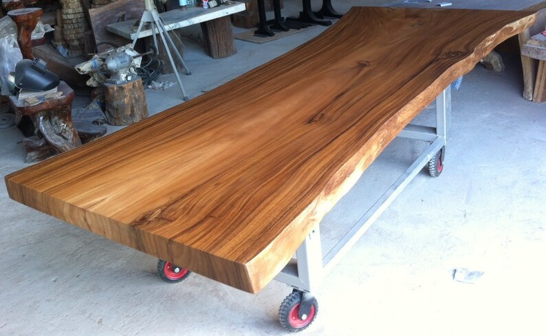 Live Edge Custom Made Dining Table Reclaimed Golden Acacia Wood Single Slab 8.5 Ft length image 4