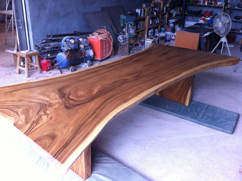 Live Edge Dining Or Conference Table Reclaimed Golden Acacia Wood Single Solid Slab Rare Size 10 1/2 ft Length image 4