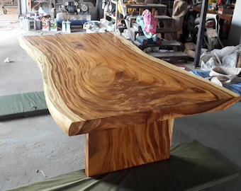 Live Edge 9ft In Length Dining Or Conference Table Grade AAA Reclaimed Thai Golden Acacia Wood Single Solid Slab Custom Made Table