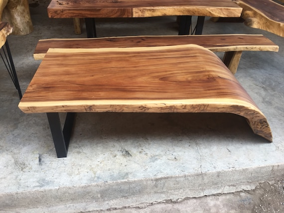 Acacia wood live cheap edge coffee table