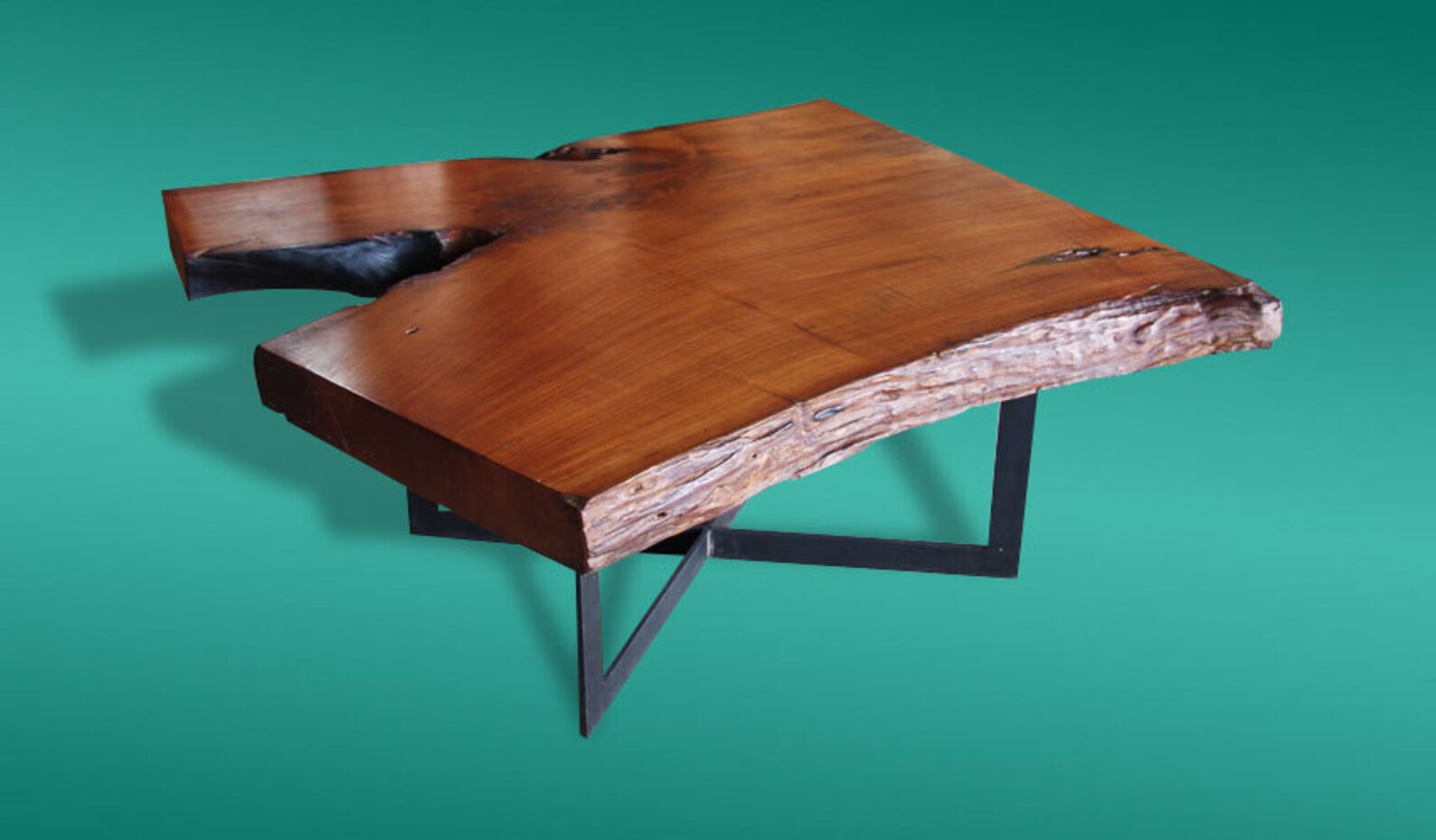 Live Edge Coffee Table Reclaimed Teakwood Solid Slab Extremely Rare