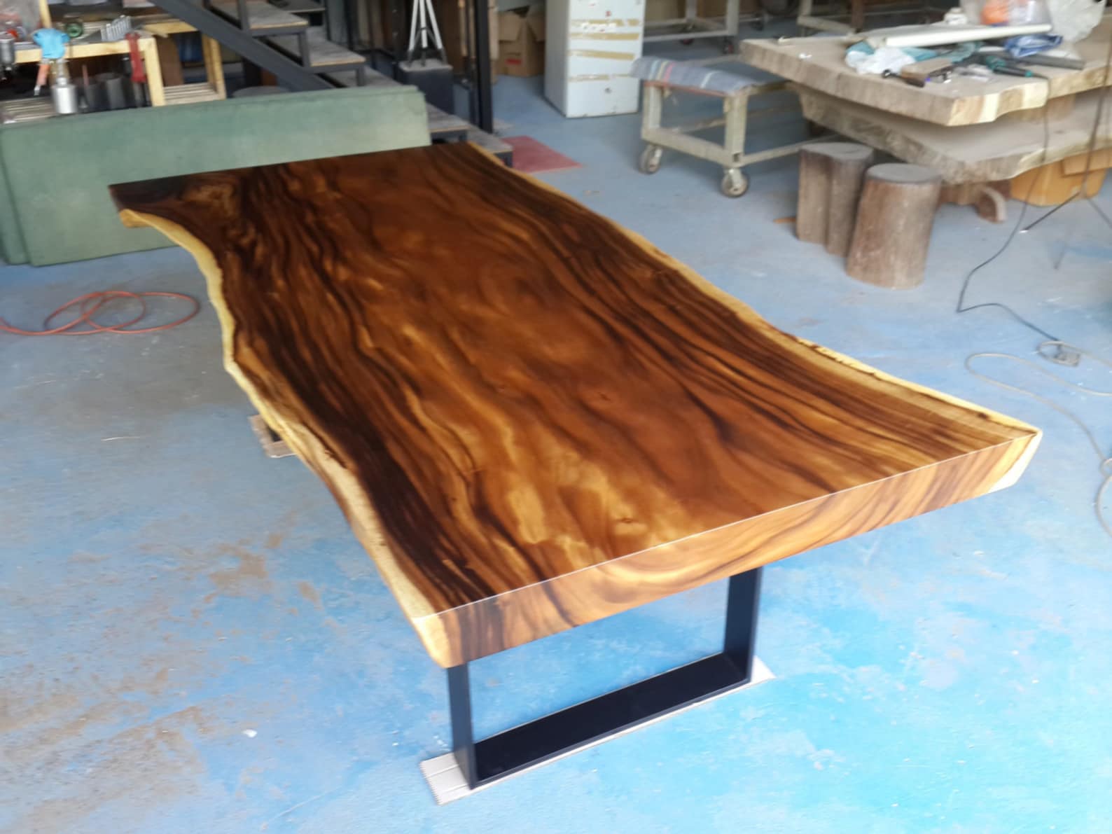 Custom Made Live Edge Dining Table Reclaimed Golden Acacia Wood Solid