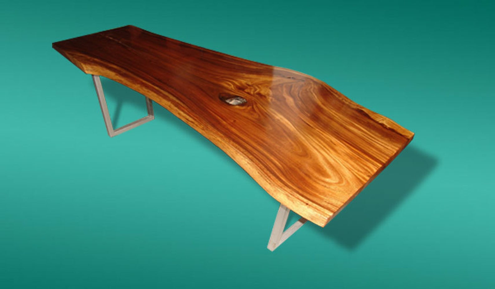 Live Edge Desk Table Reclaimed Acacia Wood Solid Slab Etsy