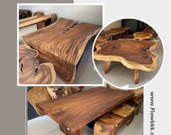 Mesas personalizadas de madera de acacia Live Edge - Muebles sostenibles hechos a mano - Diseños únicos - Decoración del hogar - Mesa de comedor - Mesa de centro natural