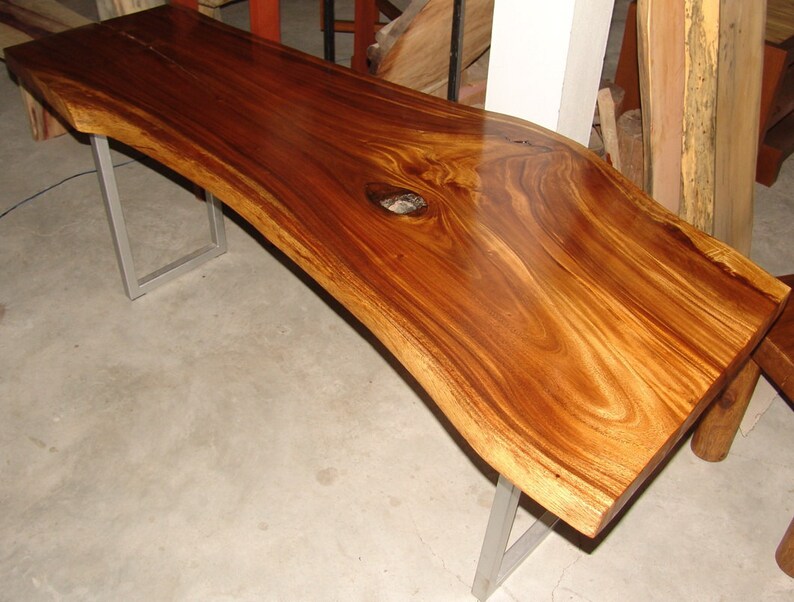 Live Edge Desk Table Reclaimed Acacia Wood Solid Slab Etsy
