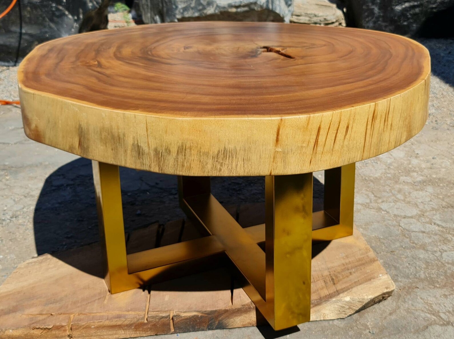 Coffee Table Round Live Edge Acacia Wood Solid Slab 37.5 Etsy