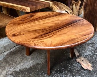 Live Edge Round Dining Table  Golden Acacia Wood Slab (8 Seater) Custom Made