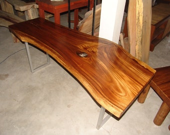 Live Edge Custom Made Desk Table Reclaimed Golden Acacia Wood Solid Slab 1.8 meter in Length