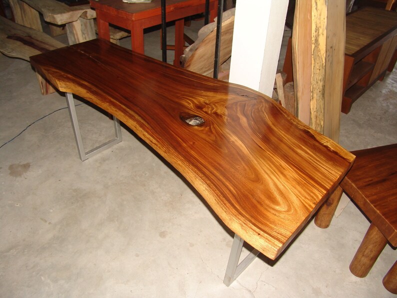Live Edge Desk Table Reclaimed Acacia Wood Solid Slab Etsy