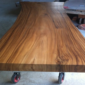 Live Edge Custom Made Dining Table Reclaimed Golden Acacia Wood Single Slab 8.5 Ft length image 1